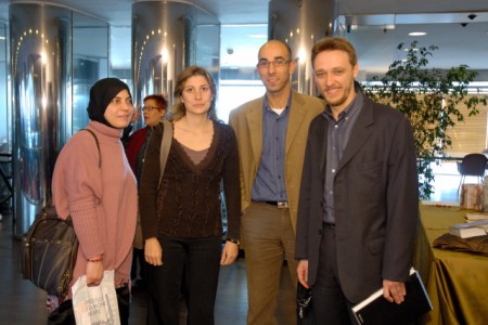 Fatima Taleb, Ndeye Andujar, Mostapha Aoulad Sellam y Abdennur Prado. Jornadas sobre Islam i fet nacional a Catalunya, Barcelona 2007